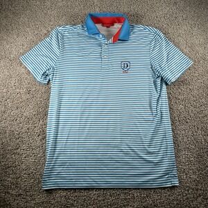 Redvanly Shirt Men Medium Blue Striped Golf Performance Polo DePaul College Prep